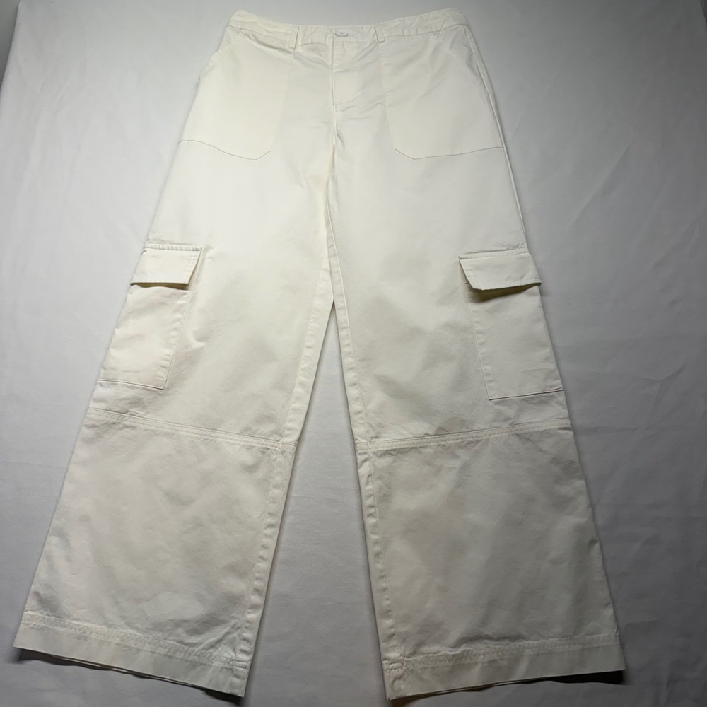 Princess Polly Millard Ivory High Rise Baggy Cargo Pants Wide Leg Size 6